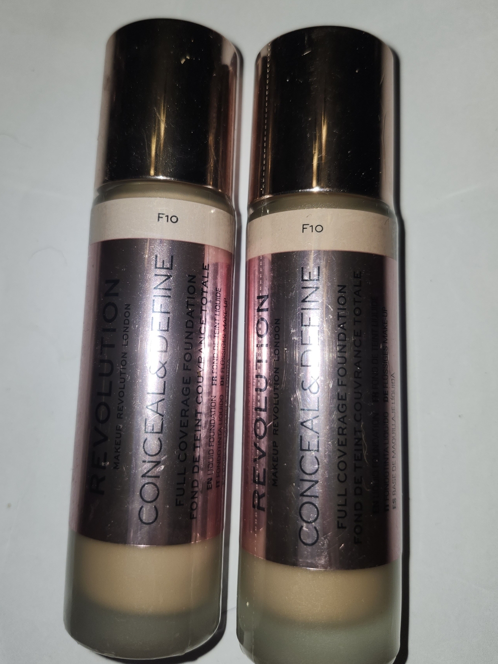 Revolution Conceal & Define Foundation Duo - Beige (F10) Set Of 2 New